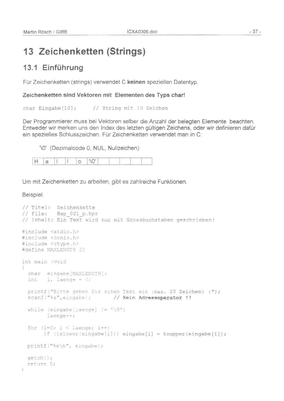 c programmieren: Zeichenketten C